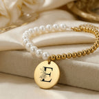 Premium Pearl & Gold Coin Bracelet: Mother of Pearl