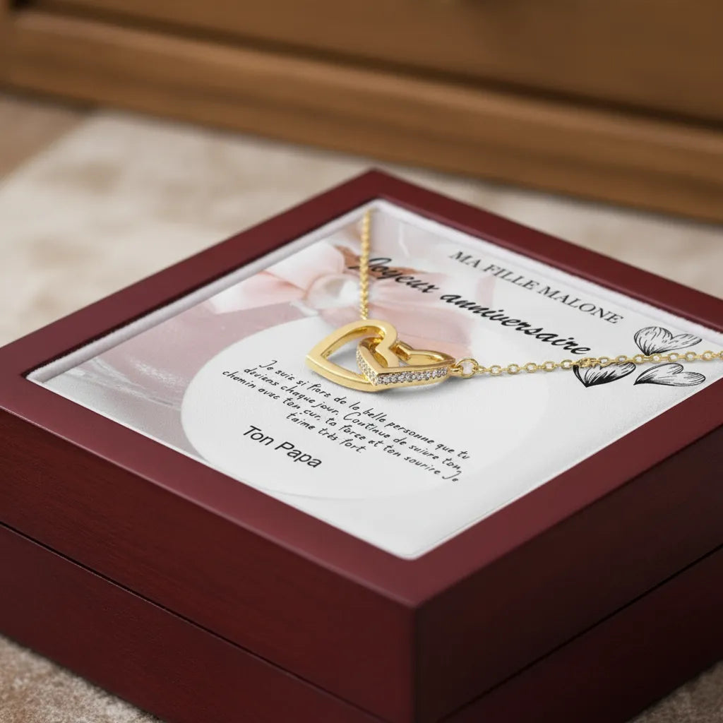 COLLIER DE COEURS ENTRELACÉS - JOYEUX ANNIVERSAIRES A MA FILLE