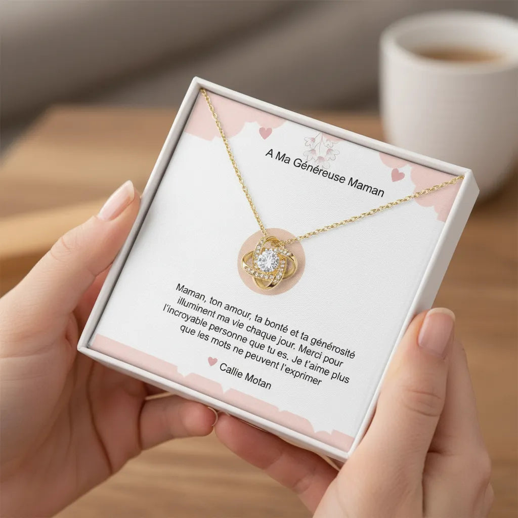 COLLIER NOEUD D'AMOUR - A MA GENEREUSE MAMAN