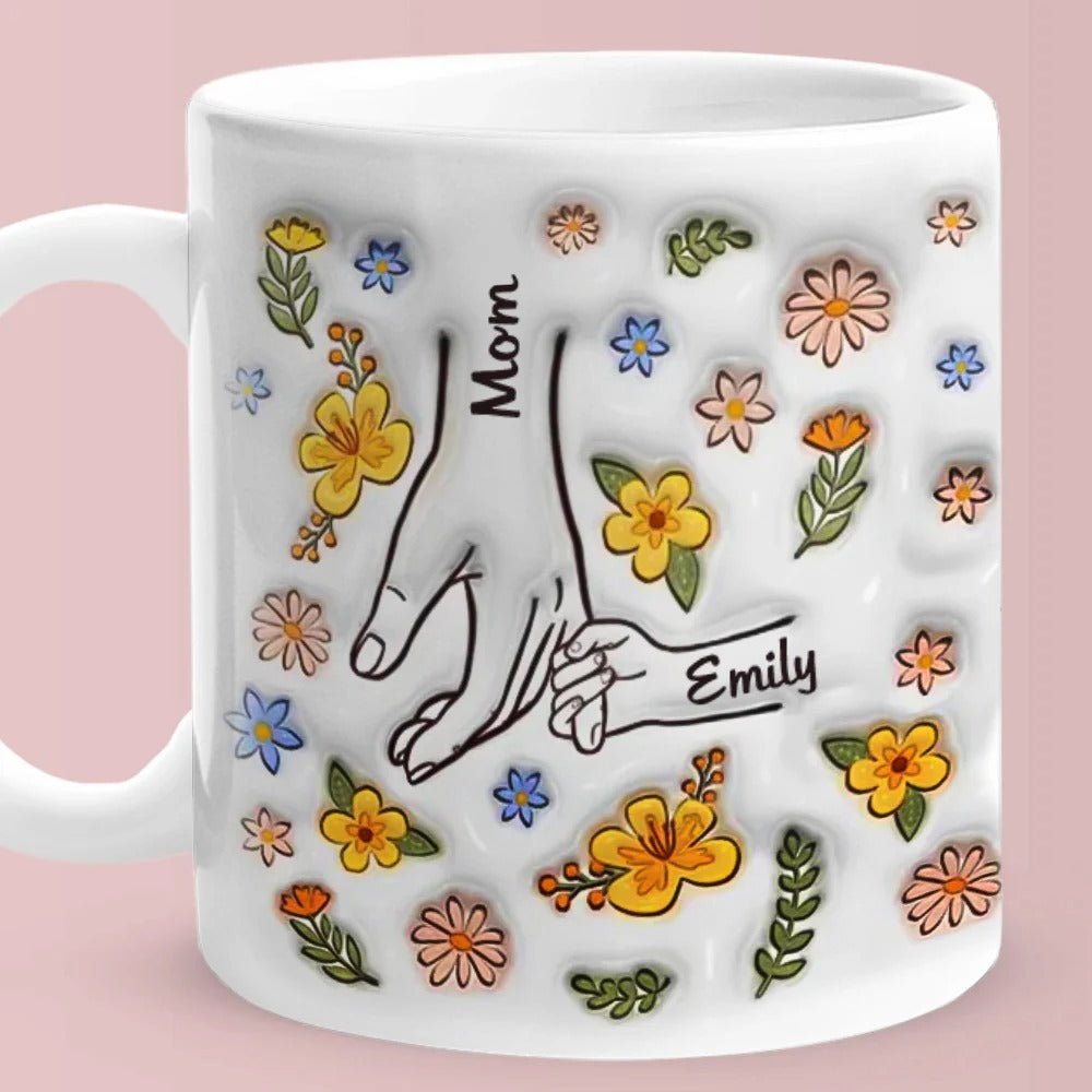 Mug Céramique Personnalisé Maman et Enfant – Design 3D Gonflé